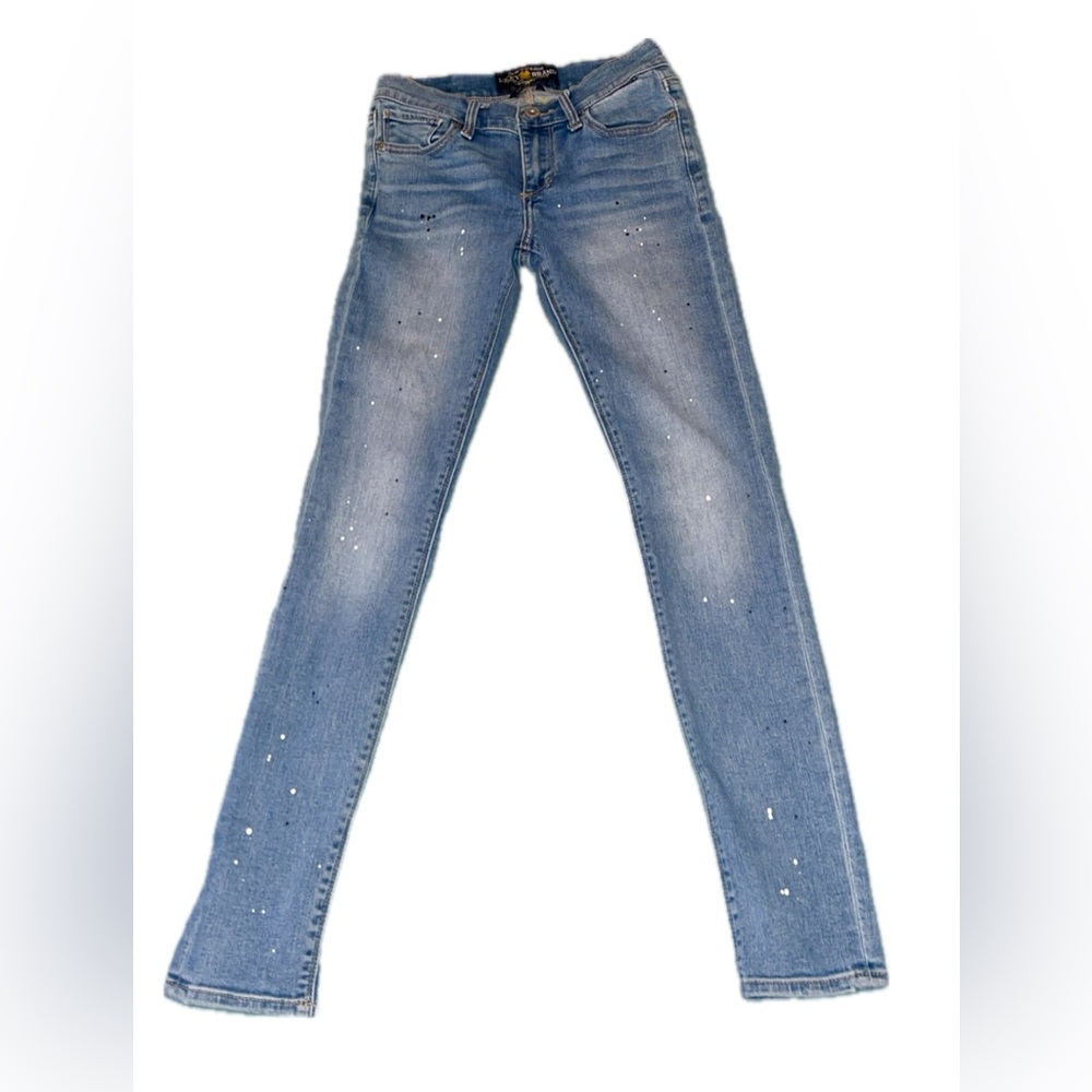 Lucky Brand Brooke Skinny Jeans Size 00 Paint Splatter Denim